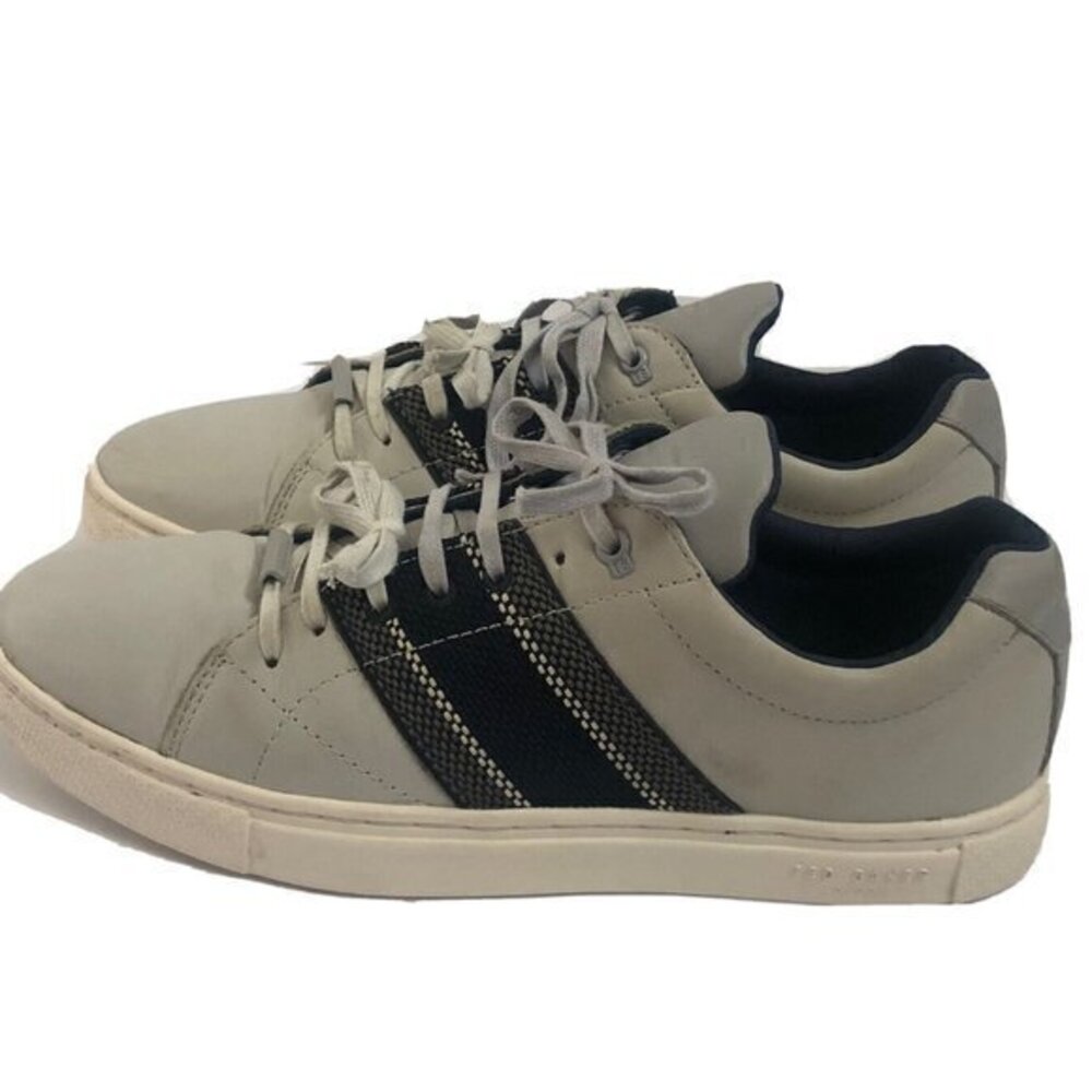Ted Baker london Mens Leather Shoes Size 9 Light Gray Sneakers Casual.
